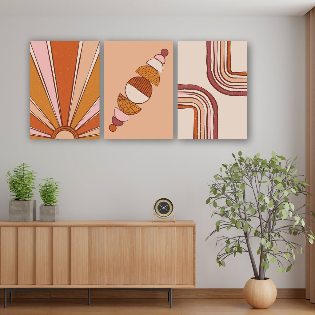 Pack Of 4 Brown Boho Printed Wall Decor For Any Space