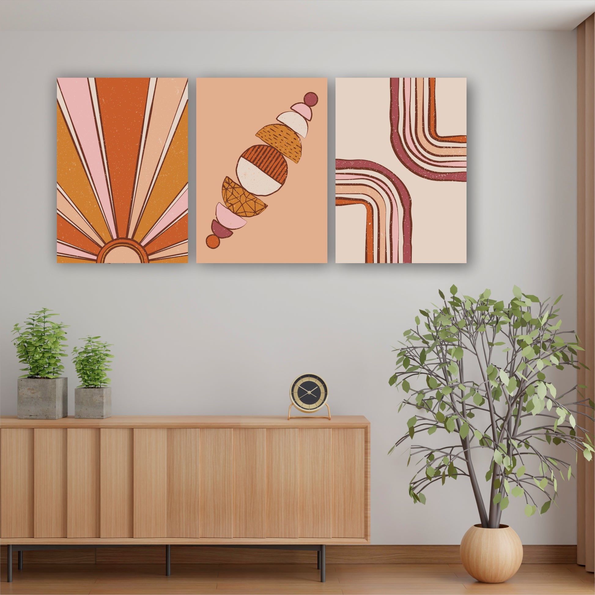 Pack Of 4 Brown Boho Printed Wall Decor For Any Space