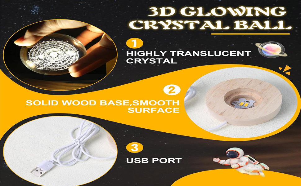 3D Crystal Ball Night Lamp(Mix)(6 cm)