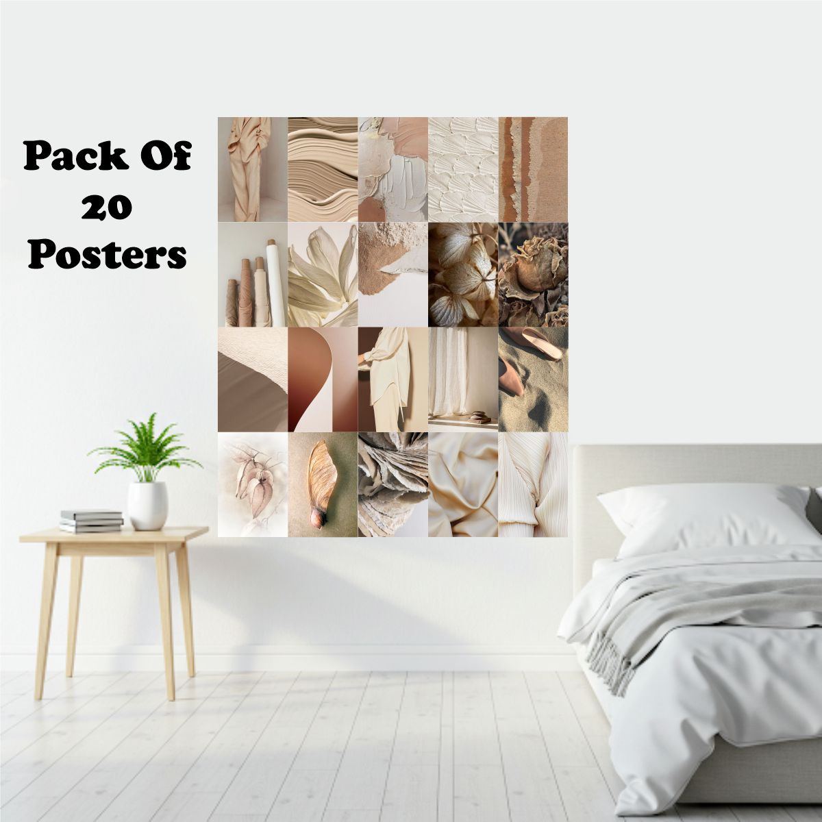 Beige Aesthetic Posters A4 Size pack of 20