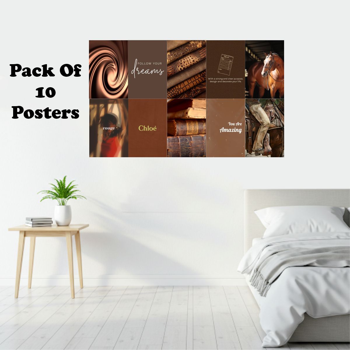 Brown Aesthetic Poster A4 Size Pack Of 10