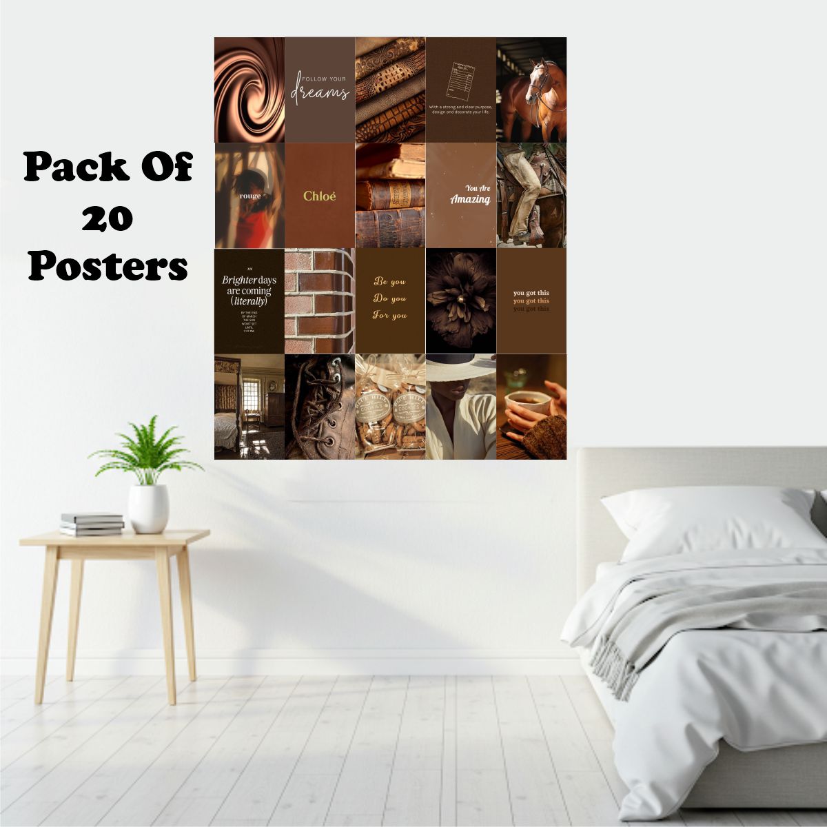 Brown Aesthetic Poster A4 Size Pack Of 20