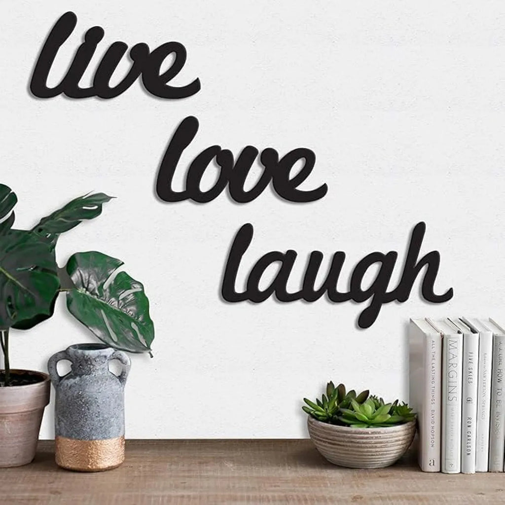 Multicolor Engineered Wood Wall Hanging Love & Laughter Art Deco Theme