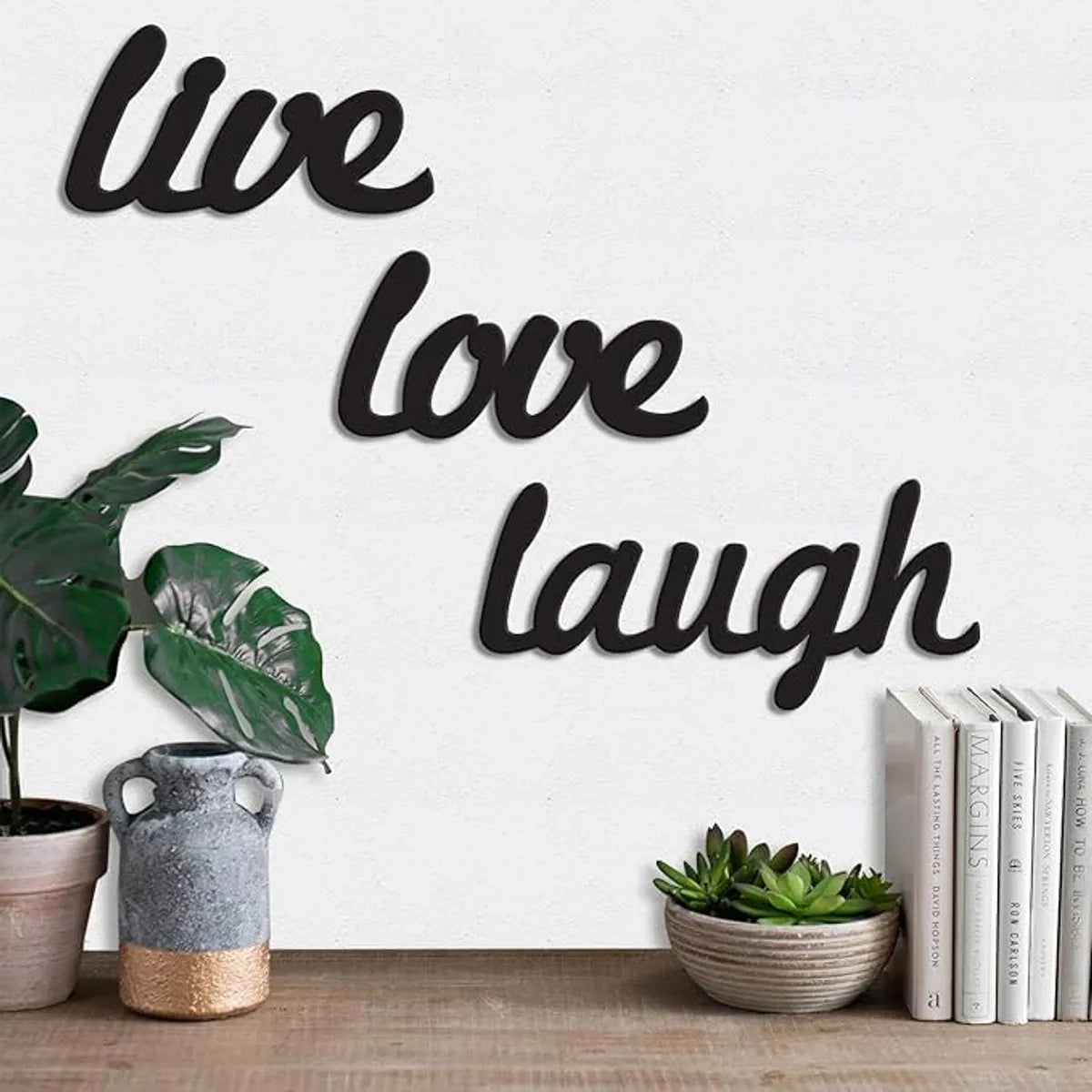 Multicolor Engineered Wood Wall Hanging Love & Laughter Art Deco Theme