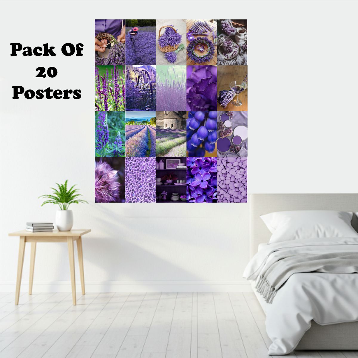 Lavender Aesthetic Poster A4 Size pack Of 20