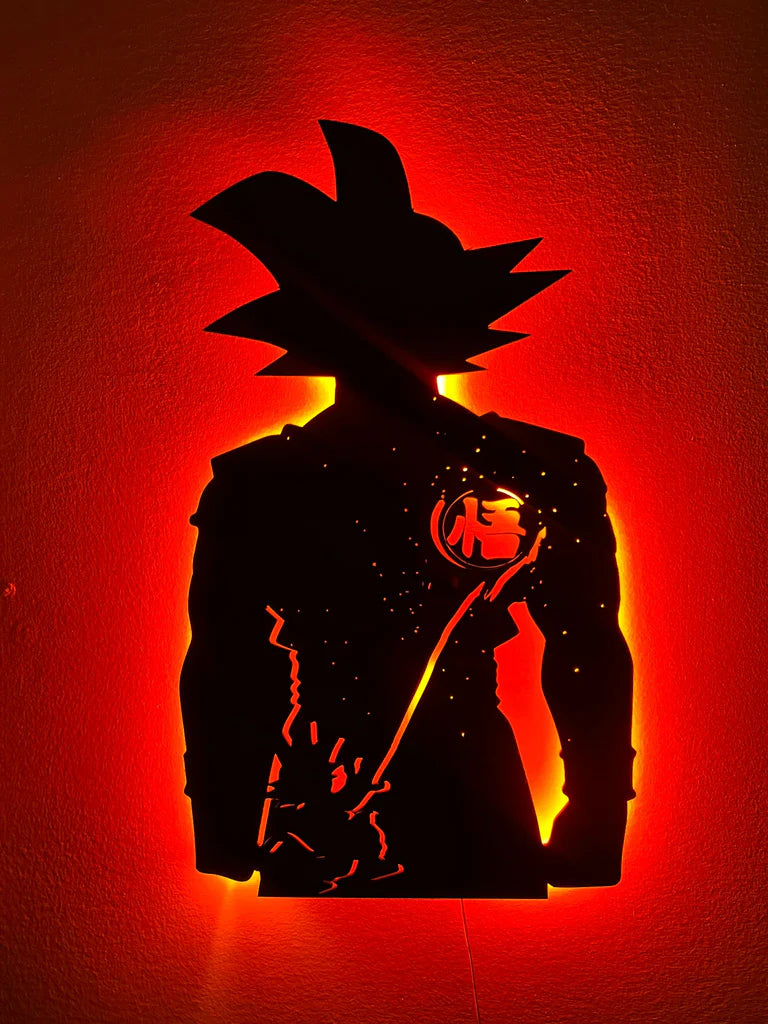 Goku Backlit Engineered Wood  wall  Hanging Red  Anime