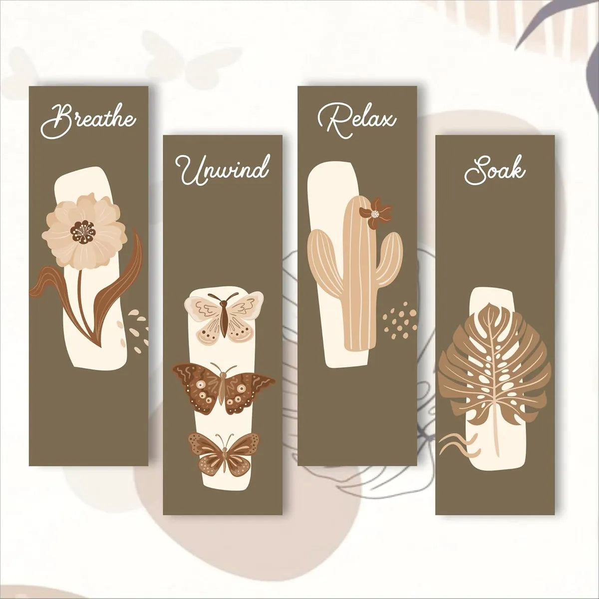 Pack Of 4 Multicolor Mahogany Wood Rectangular Nature Themed Boho Wall Decor