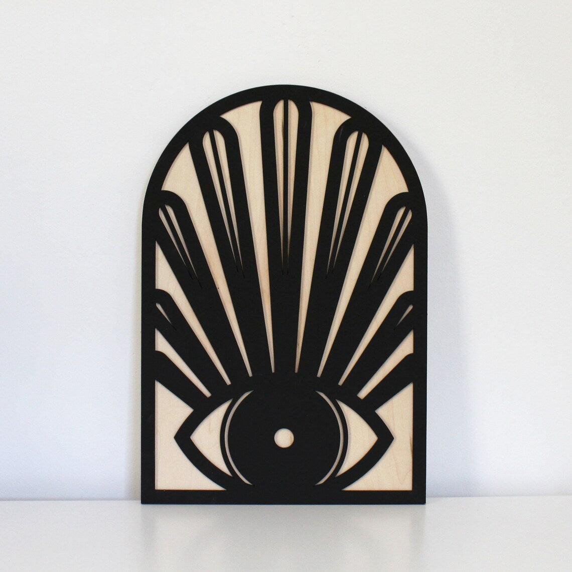 Black Mahogany Wood Rectangular Nature Themed Eye Petal Arch Sign