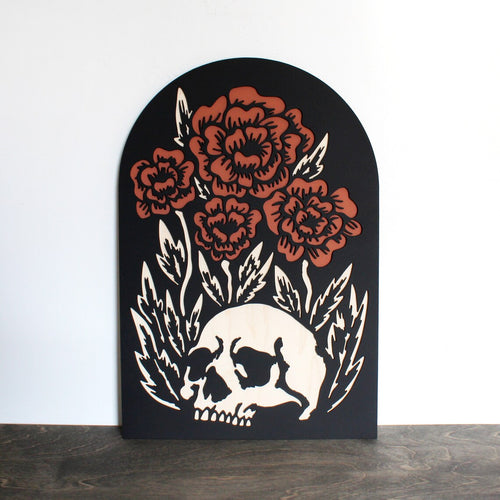 Black Rectangular Flowers Themed Wall Decor