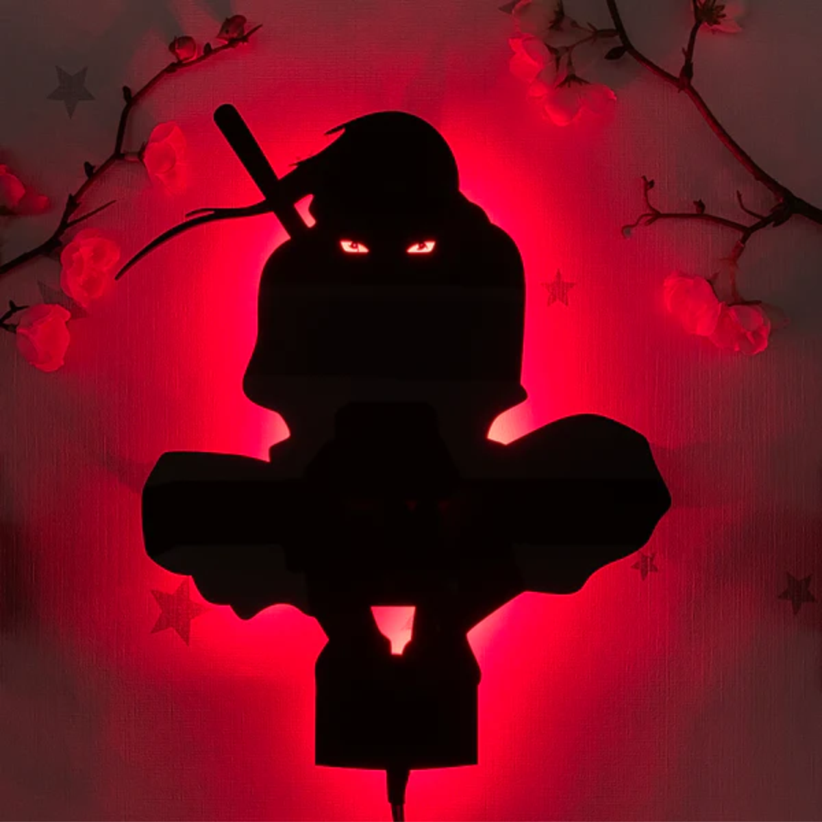 Itachi backlit Engineered Wood  Red Anime Wall Hanging